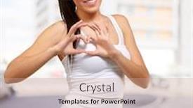  Presentation with healthy building - Colorful presentation enhanced with portrait-of-young-healthy-girl backdrop and a coral colored foreground