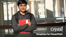  Presentation with diversity school - Audience pleasing theme consisting of portrait of young indian student backdrop and a dark gray colored foreground