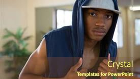  Presentation with dance - PPT theme consisting of portrait of young male dancer in dance studio background and a tawny brown colored foreground