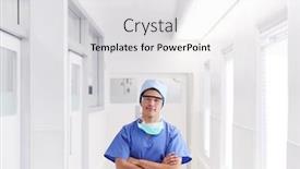  Presentation with scrubs - Theme with portrait-of-young-male-doctor background and a light gray colored foreground
