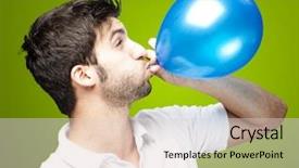  Presentation with green officebuilding man - Cool new theme with portrait of young man blowing backdrop and a lemonade colored foreground
