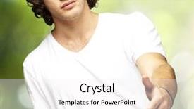  Presentation with contract - Audience pleasing presentation design consisting of portrait of young man gesturing contract against a nature background backdrop and a white colored foreground