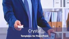  Presentation with blank - Presentation theme featuring portrait-of-young-man-holding background and a ocean colored foreground