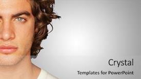  Presentation with one young man exercising handball - Beautiful slides featuring portrait of young man indoor backdrop and a light gray colored foreground