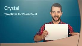  Presentation with dark blue - Theme having portrait of young man pointing background and a ocean colored foreground