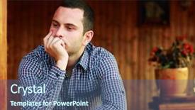  Presentation with thinking - Beautiful slide deck featuring portrait of young man thinking backdrop and a ocean colored foreground