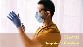  Presentation with medical face mask - Presentation theme having portrait-of-young-man-waring background and a tawny brown colored foreground