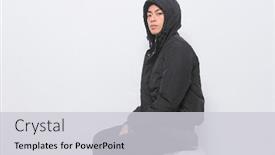  Presentation with black-man - Amazing PPT layouts having portrait-of-young-man-wearing backdrop and a light gray colored foreground