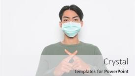  Presentation with coronavirus - PPT layouts consisting of portrait-of-young-man-wearing background and a white colored foreground