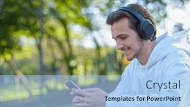  Presentation with cell - Slide set having portrait-of-young-man background and a light blue colored foreground
