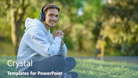  Presentation with green lawn - Presentation featuring portrait-of-young-man background and a teal colored foreground