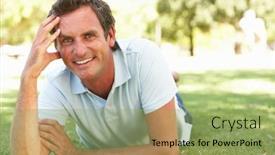  Presentation with park - Amazing PPT theme having portrait-of-young-man backdrop and a seafoam green colored foreground