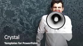  Presentation with vintage - Colorful slides enhanced with portrait of young man backdrop and a dark gray colored foreground