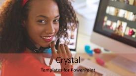  Presentation with race - Slides with portrait of young mixed-race background and a red colored foreground