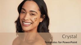 Presentation with beautiful hispanic woman - PPT layouts having portrait-of-young-mixed-race and a  colored foreground