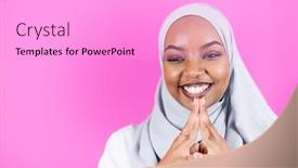  Presentation with islamic muslim - Beautiful theme featuring portrait-of-young-modern-muslim backdrop and a lavender colored foreground