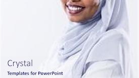  Presentation with islamic muslim - Cool new PPT layouts with portrait-of-young-modern-muslim backdrop and a sky blue colored foreground