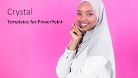  Presentation with islamic muslim - Cool new PPT layouts with portrait-of-young-modern-muslim backdrop and a lilac colored foreground