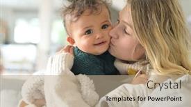  Presentation with mom baby - Audience pleasing slides consisting of portrait-of-young-mom-cuddling backdrop and a coral colored foreground