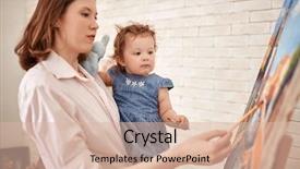  Presentation with mother baby - PPT theme featuring portrait of young mother painting background and a lemonade colored foreground