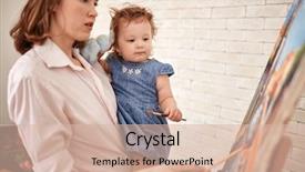  Presentation with mother baby - Colorful slide set enhanced with portrait of young mother painting backdrop and a lemonade colored foreground