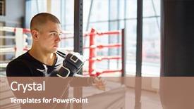  Presentation with boxing fight - Colorful theme enhanced with portrait of young muscular sports backdrop and a  colored foreground