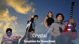  Presentation with triangle musical instrument - Beautiful slides featuring portrait of young musical band backdrop and a ocean colored foreground