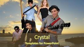  Presentation with music band - Slide deck consisting of portrait of young musical band background and a tawny brown colored foreground