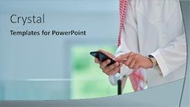  Presentation with muslim - Presentation theme featuring portrait-of-young-muslim-businessman background and a light blue colored foreground