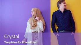  Presentation with woman muslim - PPT theme enhanced with portrait-of-young-muslim-couple background and a violet colored foreground