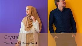  Presentation with islam ramadan - PPT theme with portrait-of-young-muslim-couple background and a coral colored foreground