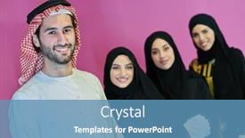  Presentation with muslim - Cool new PPT theme with portrait-of-young-muslim-people backdrop and a teal colored foreground
