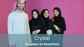  Presentation with muslim - Amazing PPT theme having portrait-of-young-muslim-people backdrop and a teal colored foreground