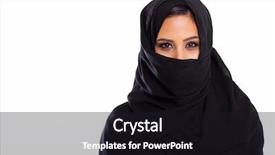  Presentation with woman muslim - Audience pleasing slide set consisting of portrait of young muslim woman backdrop and a wine colored foreground