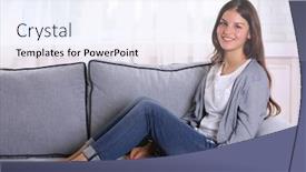  Presentation with pretty girl - Audience pleasing PPT theme consisting of portrait-of-young-pretty-girl backdrop and a sky blue colored foreground