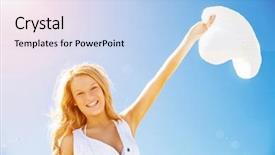  Presentation with young woman diagnosis of sti - PPT layouts featuring portrait of young pretty woman background and a light blue colored foreground