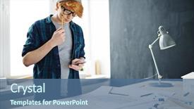  Presentation with red - Audience pleasing presentation design consisting of portrait of young red haired backdrop and a  colored foreground