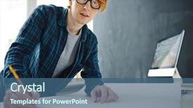  Presentation with architect - Amazing presentation theme having portrait of young red haired backdrop and a  colored foreground