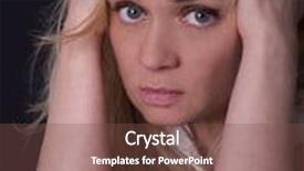  Presentation with women sad - Amazing PPT layouts having portrait of young sad women backdrop and a tawny brown colored foreground