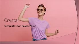  Presentation with beautiful black women smiling - PPT theme consisting of portrait-of-young-short-haired background and a coral colored foreground