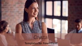  Presentation with busy - Theme having portrait-of-young-smiling-businesswoman background and a red colored foreground