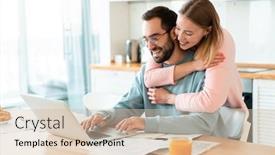  Presentation with home documents - Slide deck having portrait-of-young-smiling-couple background and a lemonade colored foreground