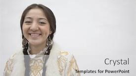  Presentation with kazakhstan - Presentation featuring portrait-of-young-smiling-woman background and a light gray colored foreground