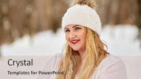  Presentation with water droplets - Amazing PPT layouts having portrait of young smiling woman with face covered by water droplets after melted snowflakes backdrop and a coral colored foreground