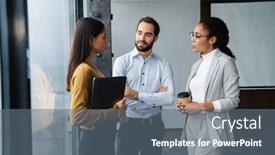  Presentation with successful plans - PPT layouts consisting of portrait-of-young-successful-multinational background and a gray colored foreground