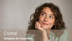  Presentation with planning - Slide deck featuring portrait-of-young-thoughtful-woman background and a coral colored foreground