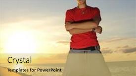  Presentation with attitude - Cool new slides with portrait-of-young-trendy-man backdrop and a yellow colored foreground