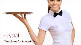  Presentation with waitress - Audience pleasing theme consisting of portrait of young waitress backdrop and a sky blue colored foreground