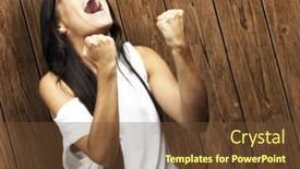  Presentation with win win - Beautiful slide deck featuring portrait of young woman doing good symbol against a wooden wall woman win gesture against a wooden wall backdrop and a tawny brown colored foreground