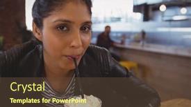  Presentation with milkshake - PPT theme having sip - portrait of young woman drinking background and a tawny brown colored foreground